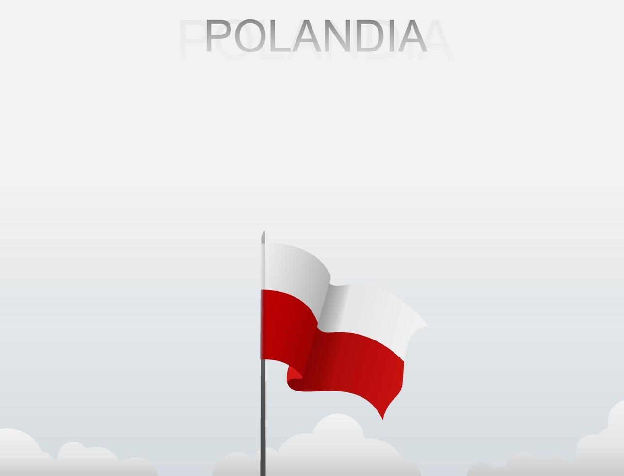 bandera de polonia volando bajo el cielo blanco vector