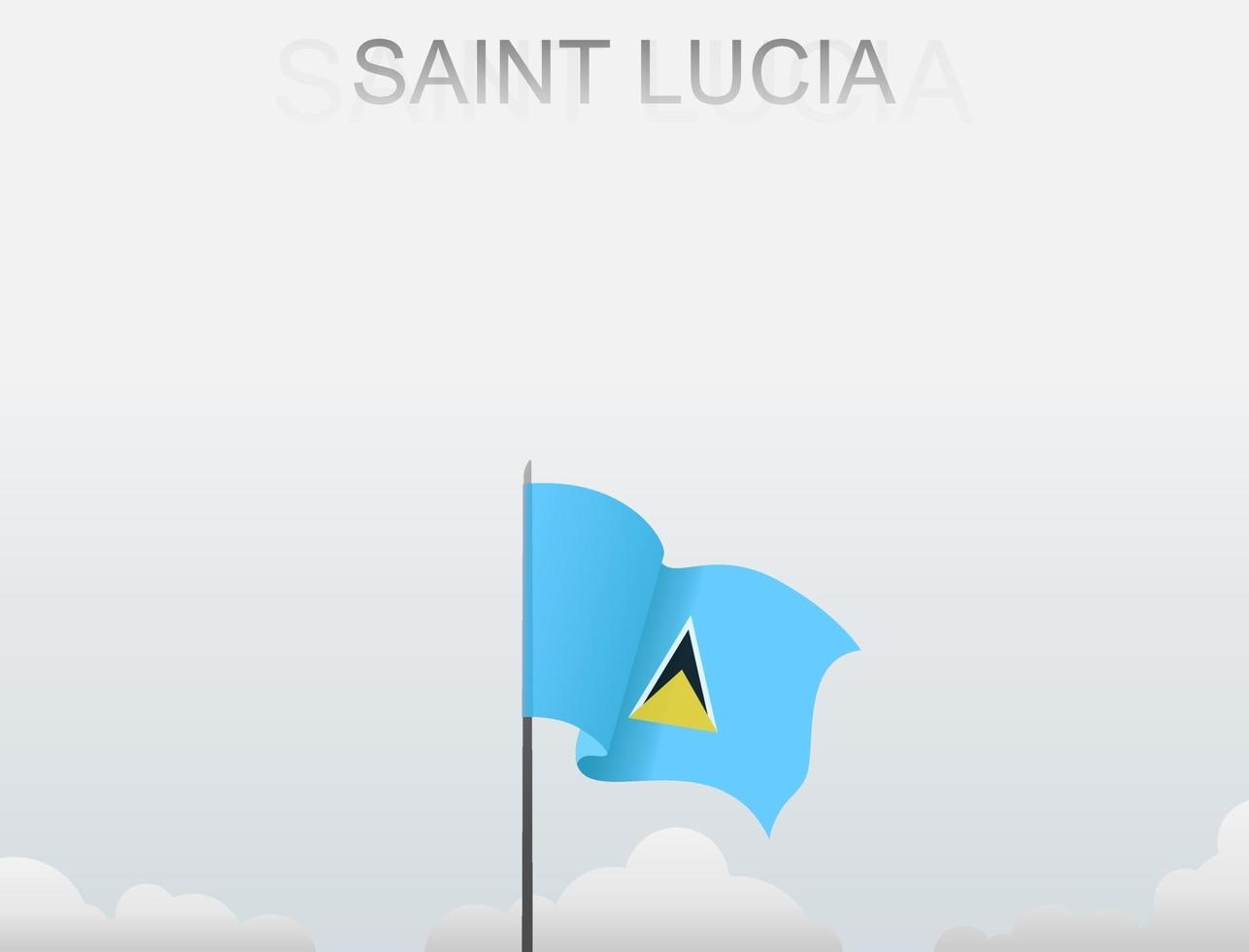 bandera de santa lucía volando bajo el cielo blanco vector