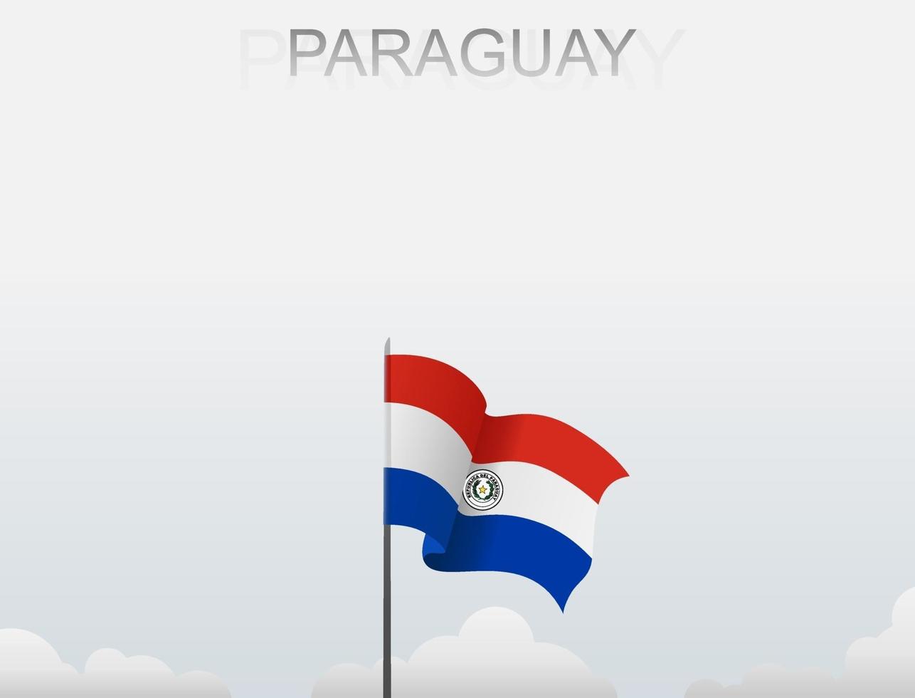 Bandera de Paraguay volando bajo el cielo blanco vector