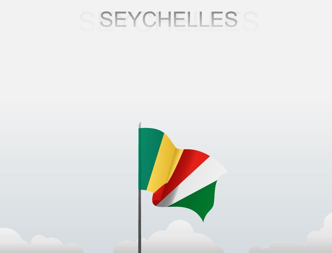 bandera de seychelles volando bajo el cielo blanco vector