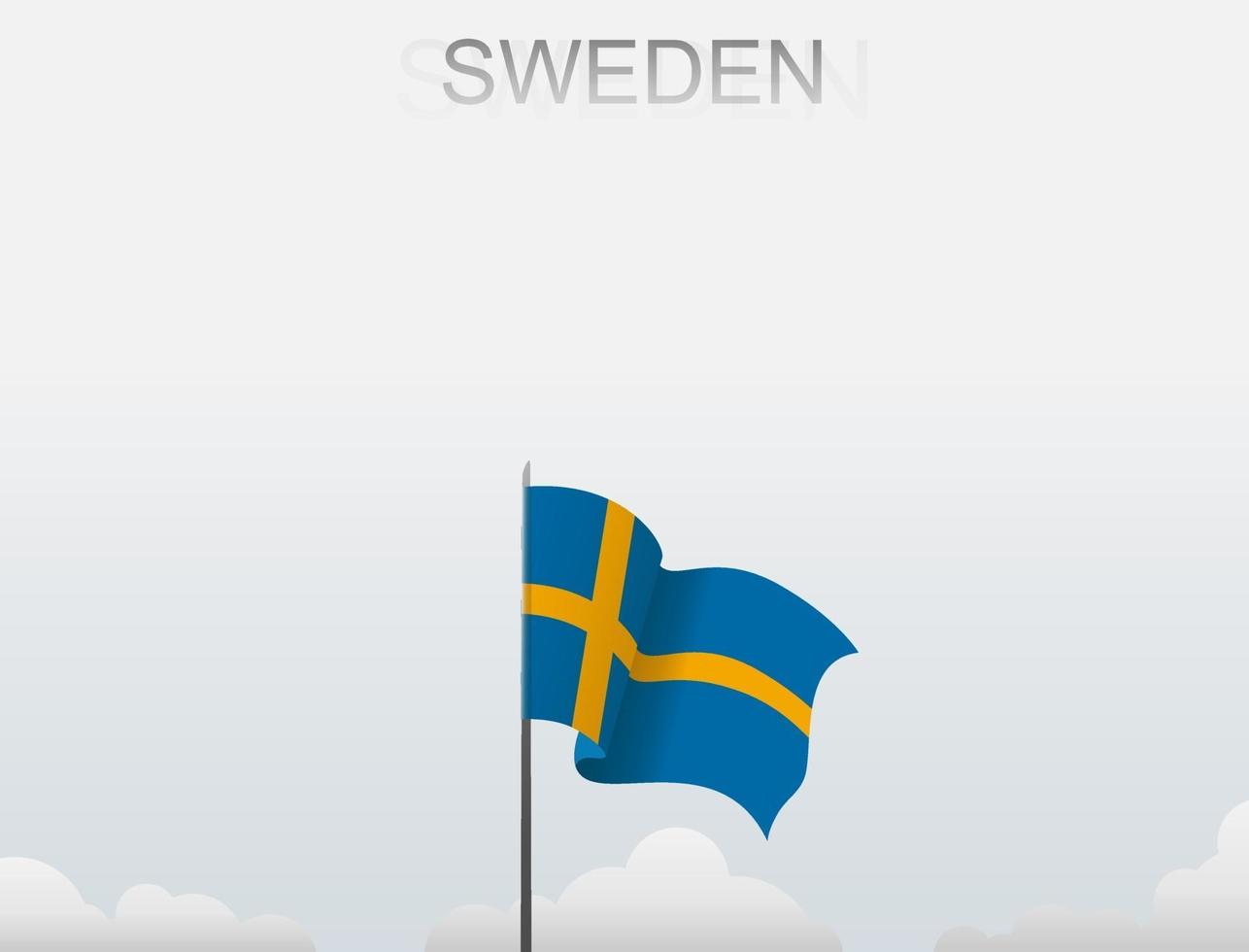Flag of Sweden flying under the white sky vector