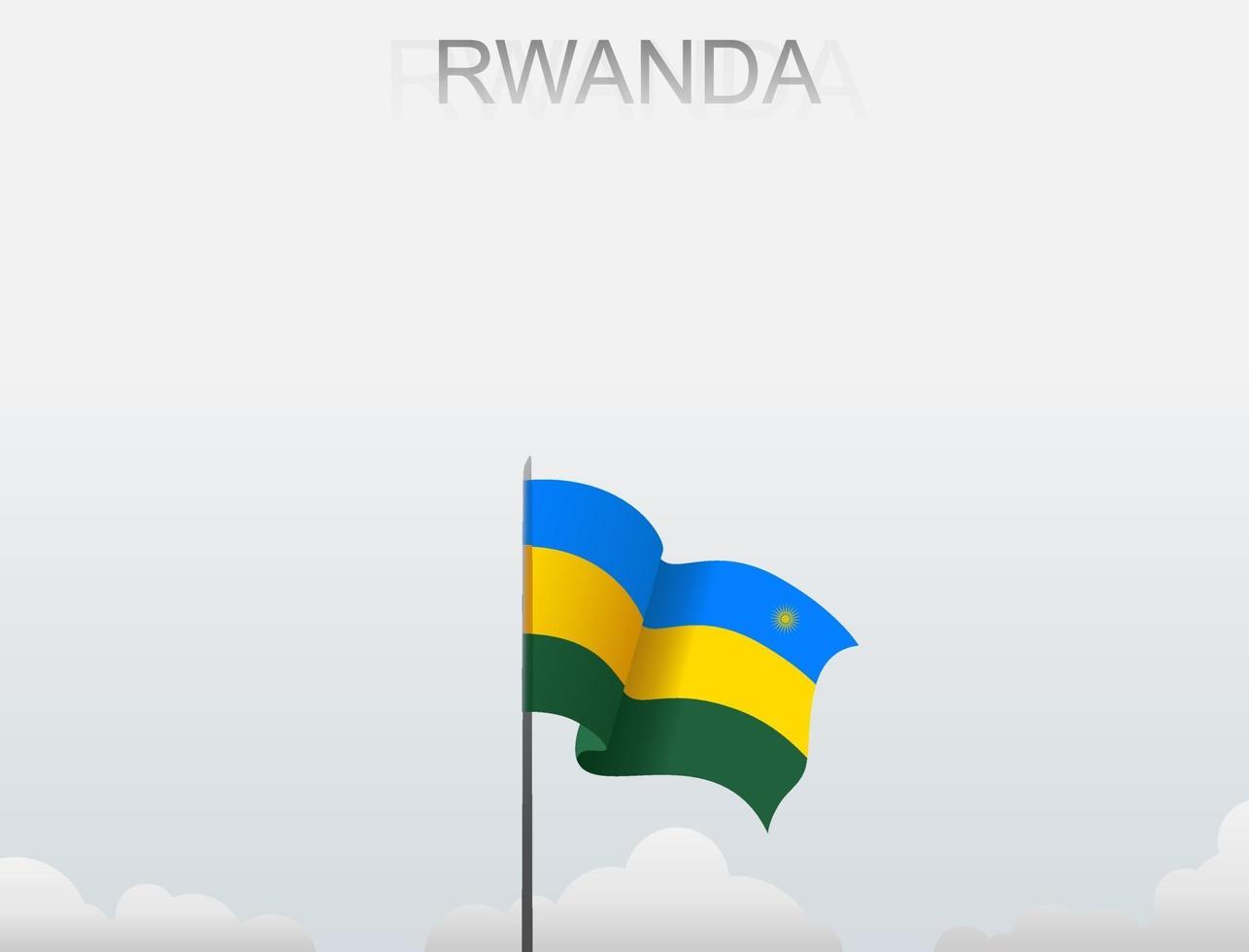 Flag of Rwanda flying under the white sky vector