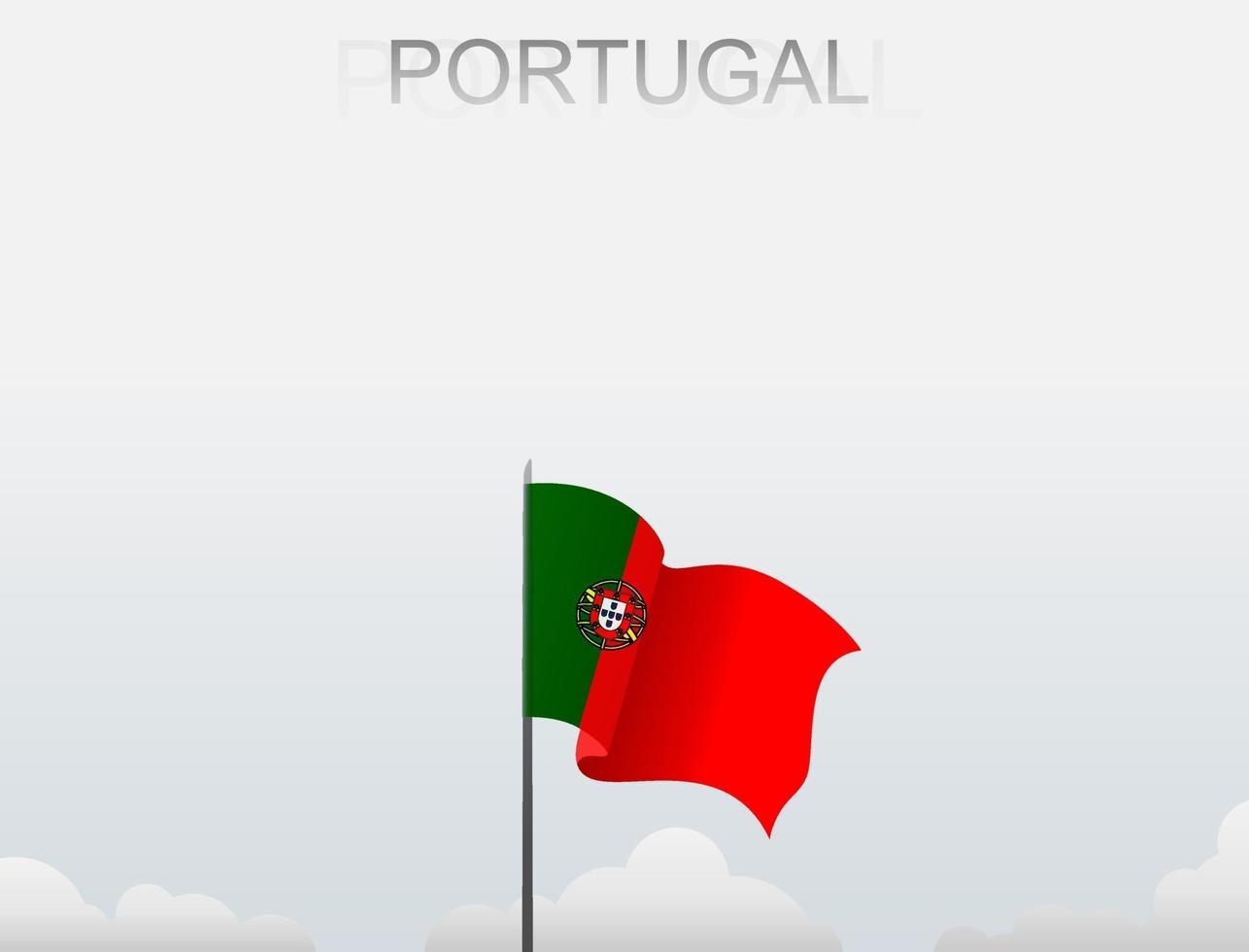 Flag of Portugal flying under the white sky vector