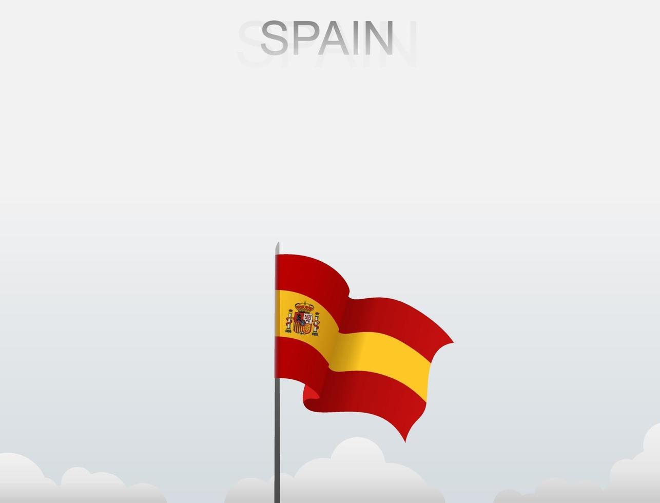 Flag of Spain flying under the white sky vector