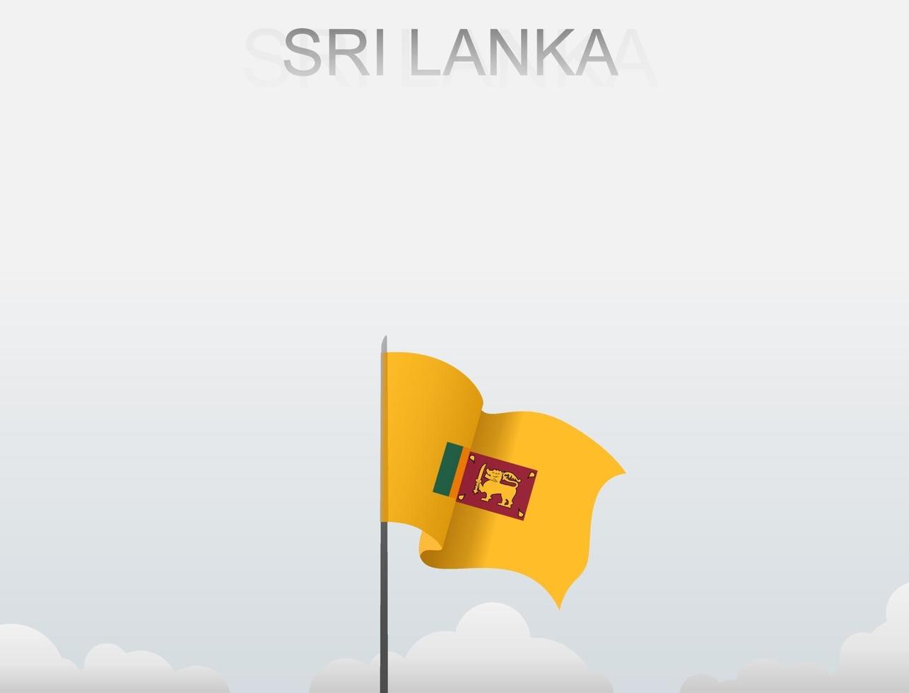 Flag of Sri Lanka flying under the white sky vector