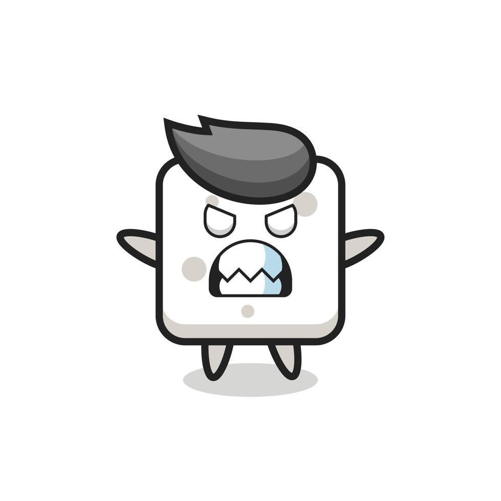 wrathful expression of the sugar cube mascot character vector