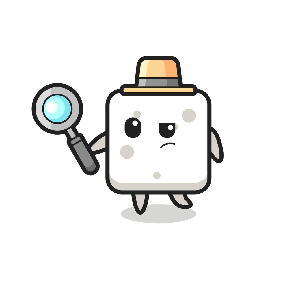 sugar cube detective character is analyzing a case vector