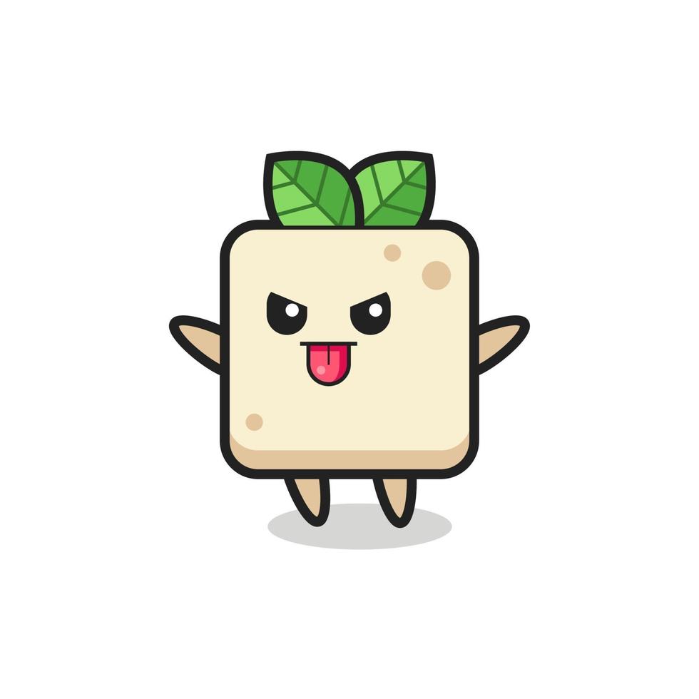 naughty tofu character in mocking pose vector