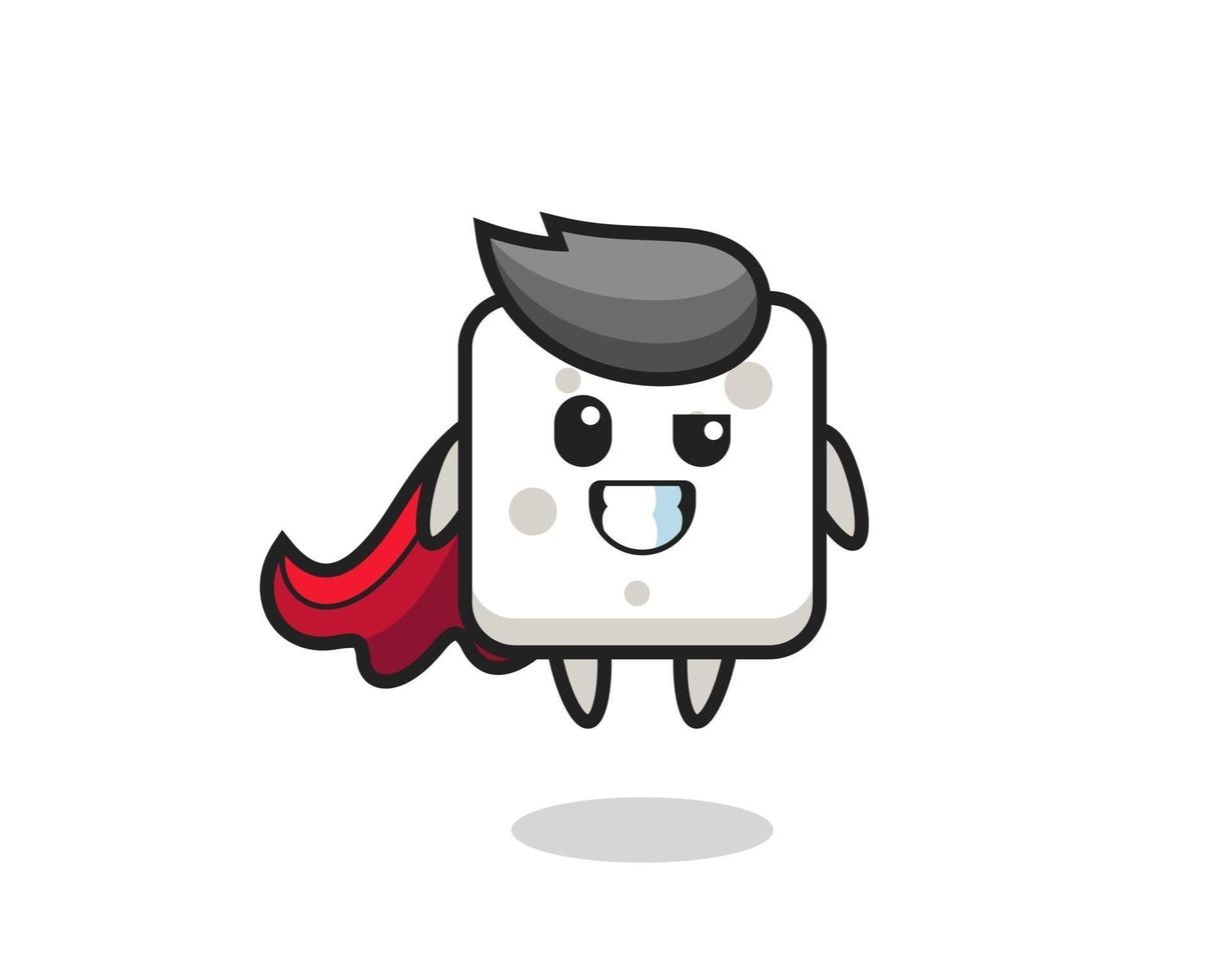 the cute sugar cube character as a flying superhero vector