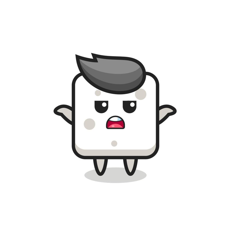 sugar cube mascot character saying I do not know vector