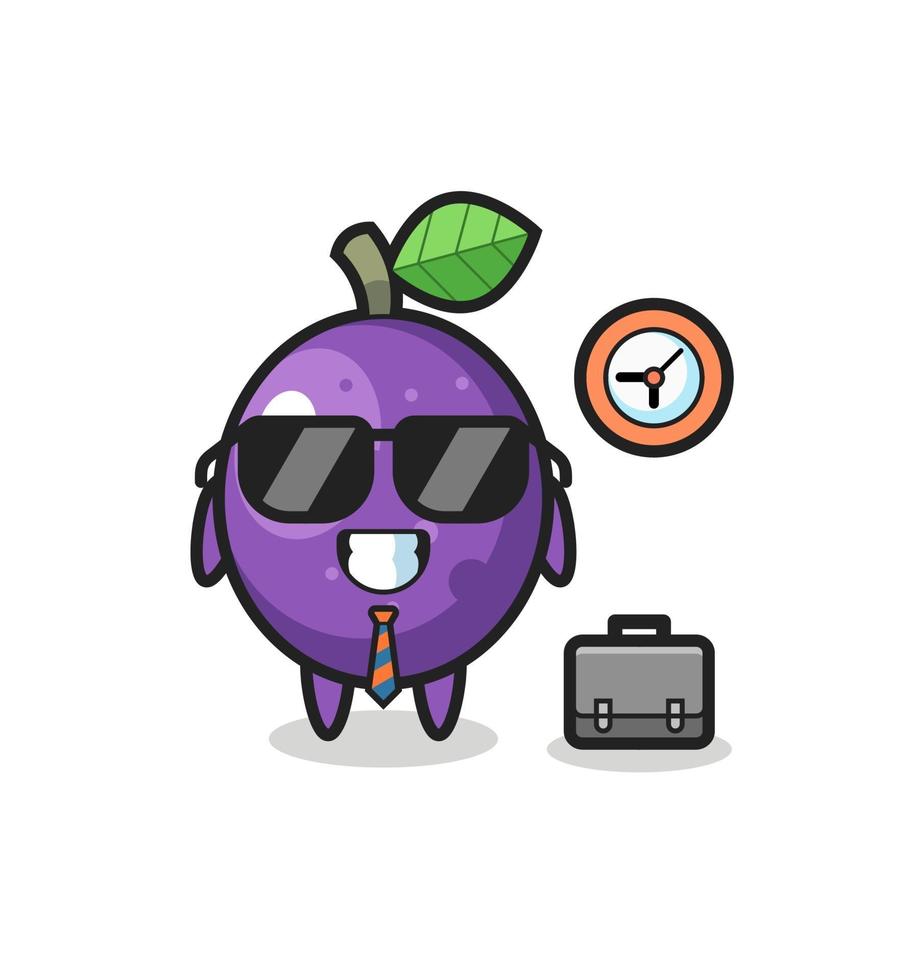 Cartoon mascot of passion fruit as a businessman vector