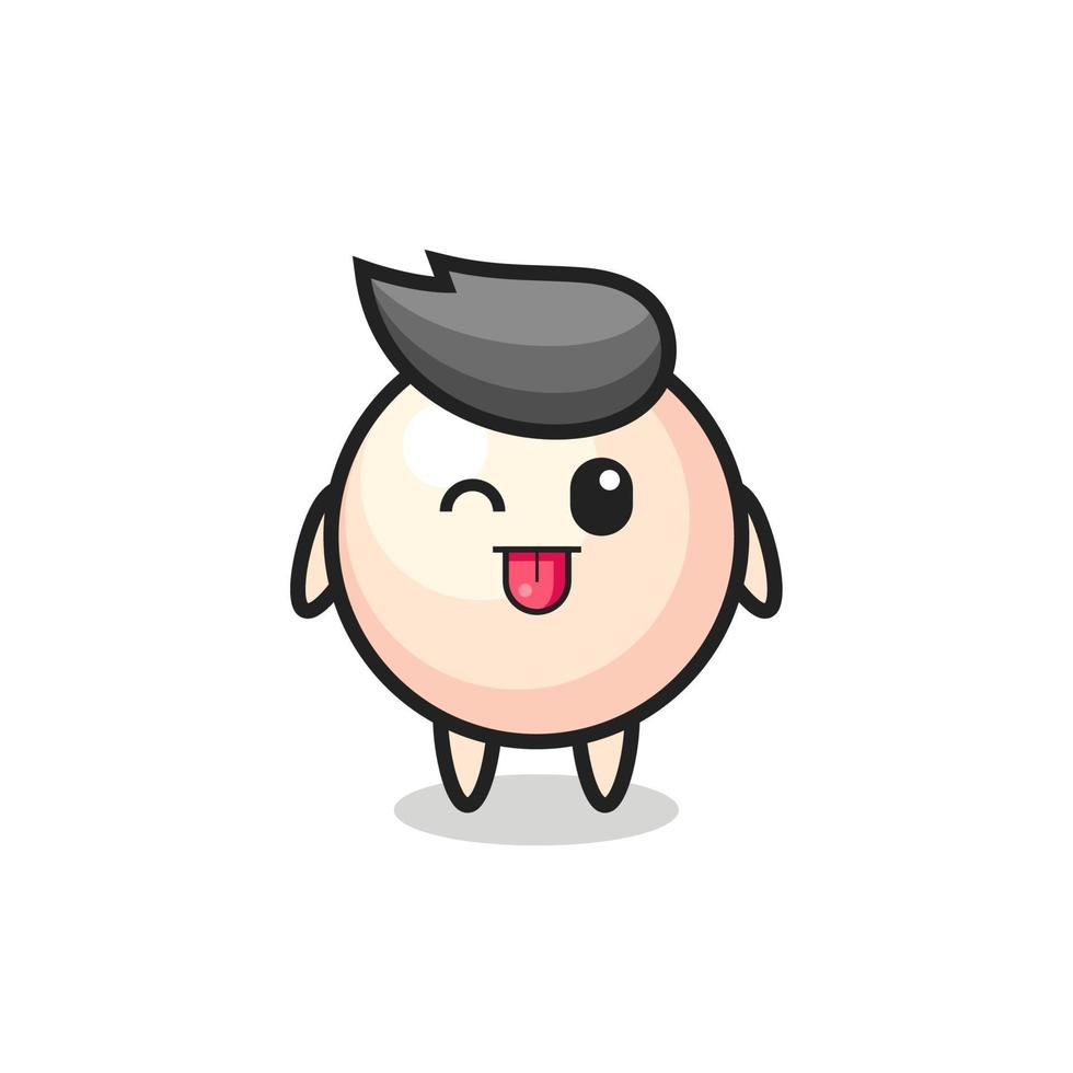 cute pearl character in sweet expression while sticking out her tongue vector