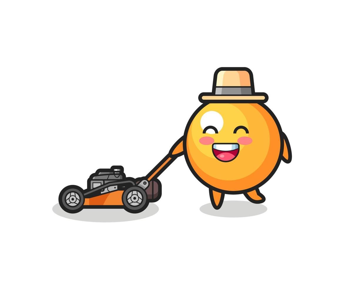 illustration of the ping pong ball character using lawn mower vector