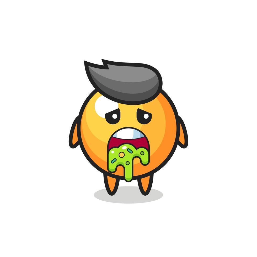 the cute ping pong ball character with puke vector