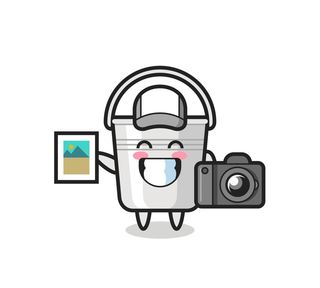 Character Illustration of metal bucket as a photographer vector