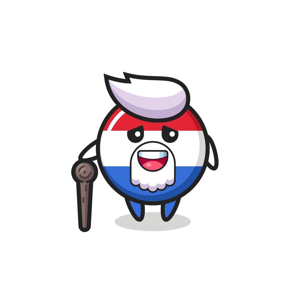 cute netherlands flag badge grandpa is holding a stick vector
