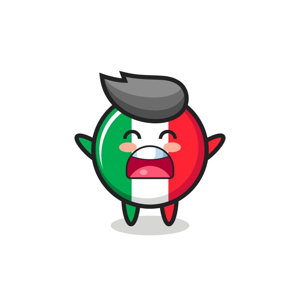 cute italy flag mascot with a yawn expression vector