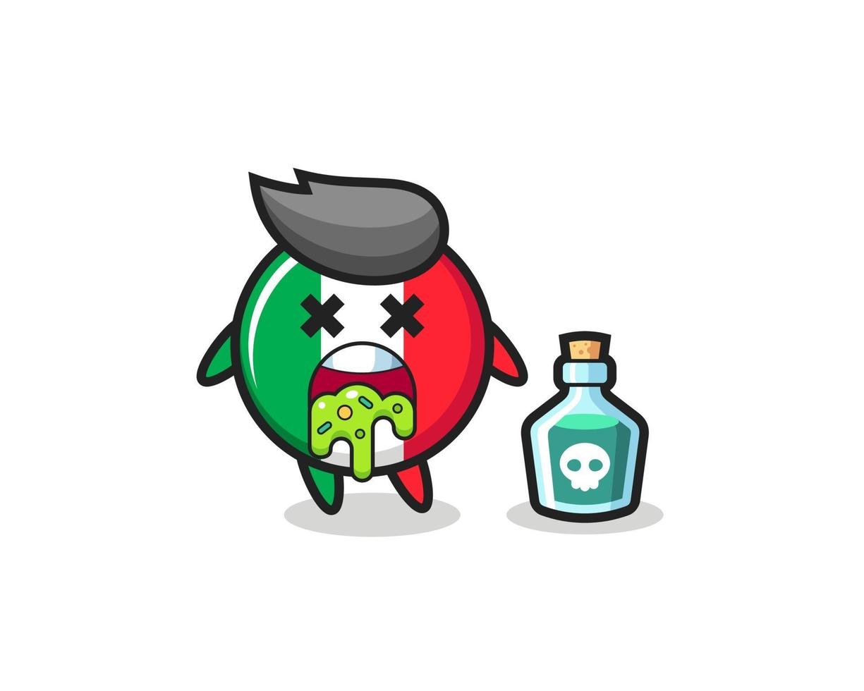 illustration of an italy flag character vomiting due to poisoning vector