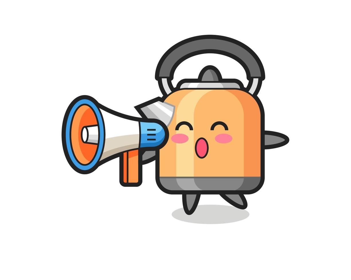 kettle character illustration holding a megaphone vector