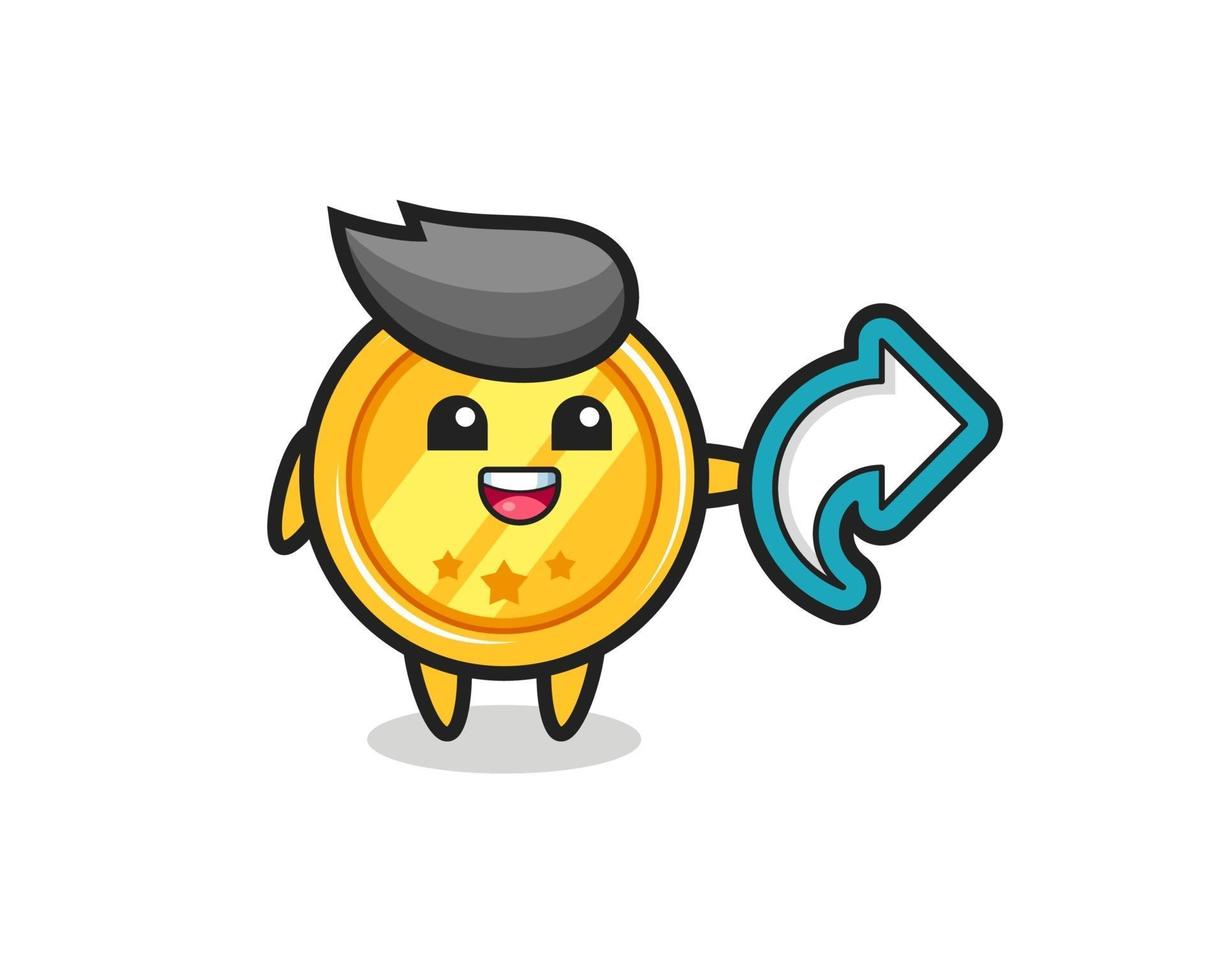 cute medal hold social media share symbol vector