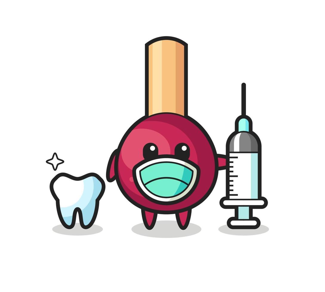Mascot character of matches as a dentist vector