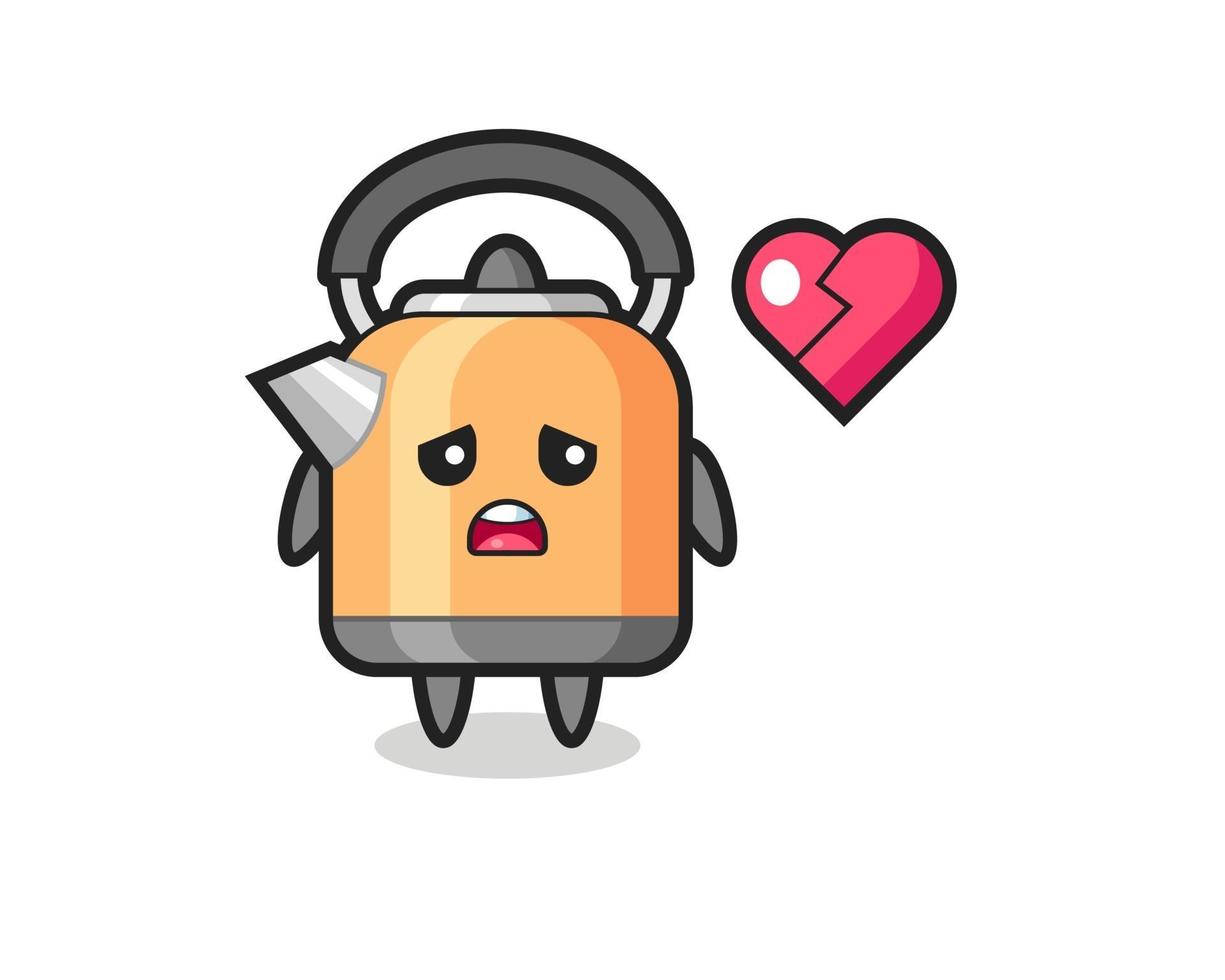 kettle cartoon illustration is broken heart vector