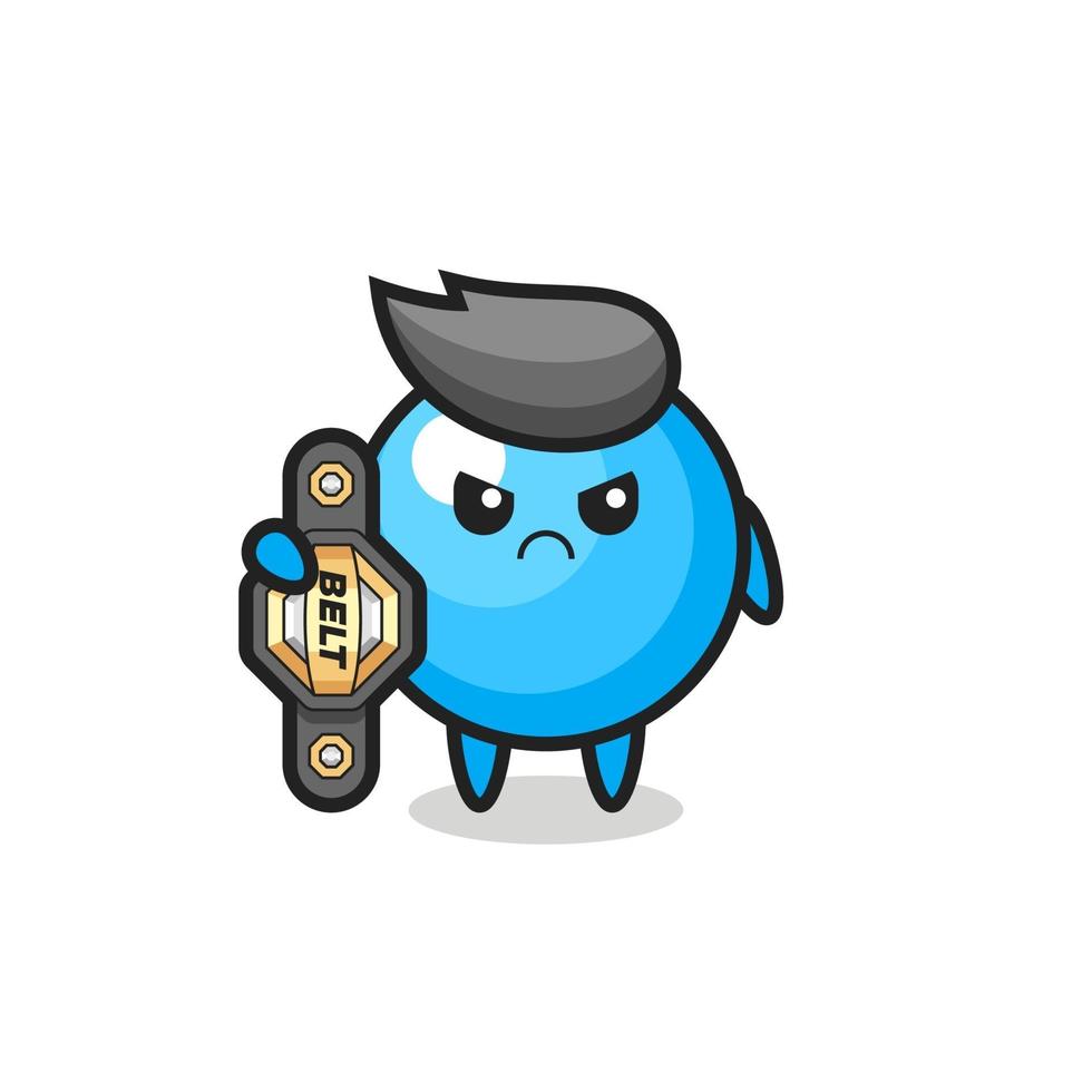 bubble gum mascot character as a MMA fighter with the champion belt vector