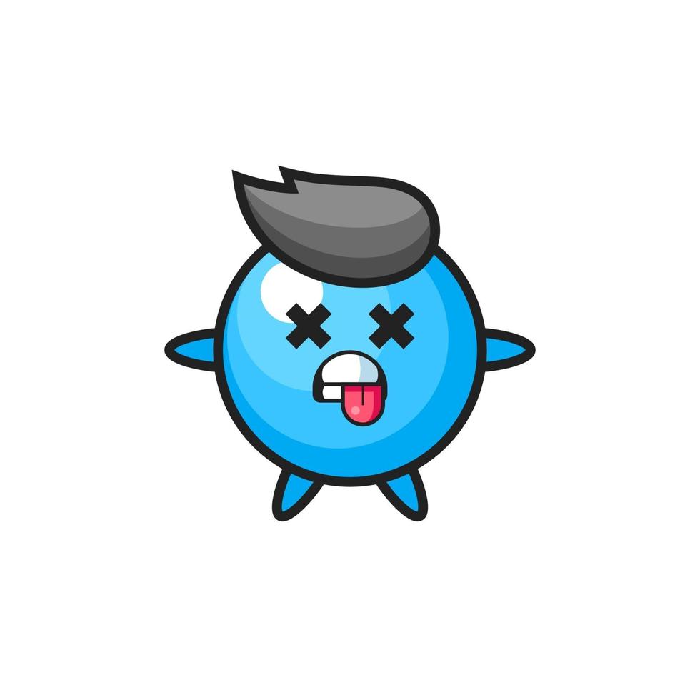 character of the cute bubble gum with dead pose vector