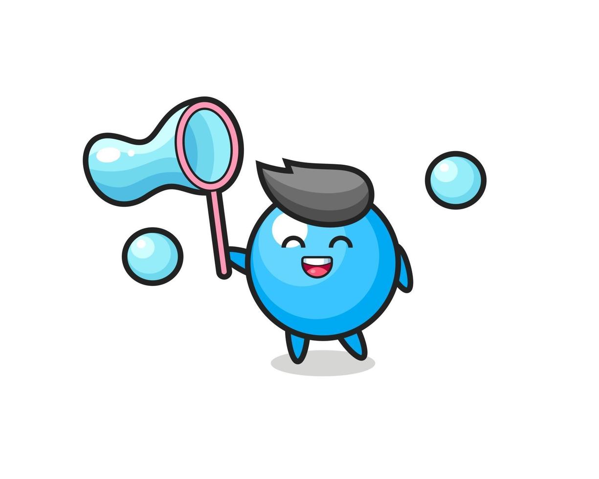 happy bubble gum cartoon playing soap bubble vector