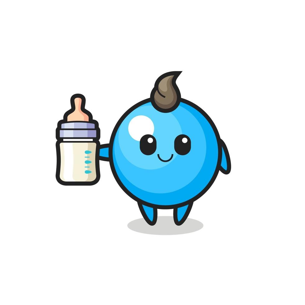 baby bubble gum cartoon character with milk bottle vector