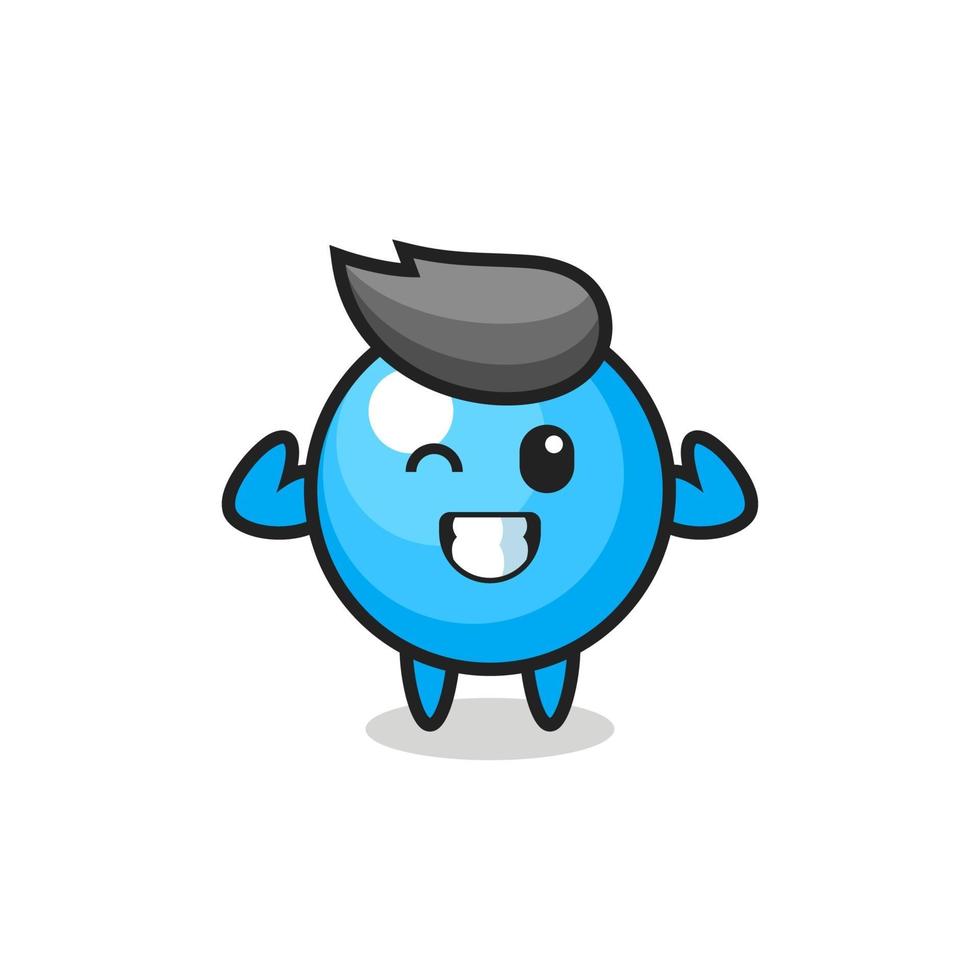 the muscular bubble gum character is posing showing his muscles vector