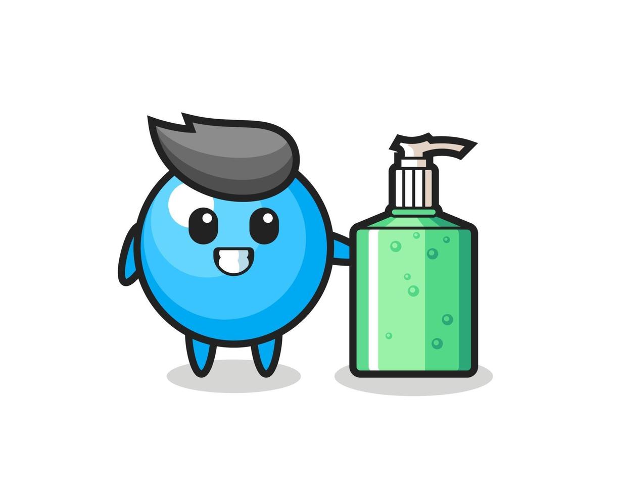 cute bubble gum cartoon with hand sanitizer vector