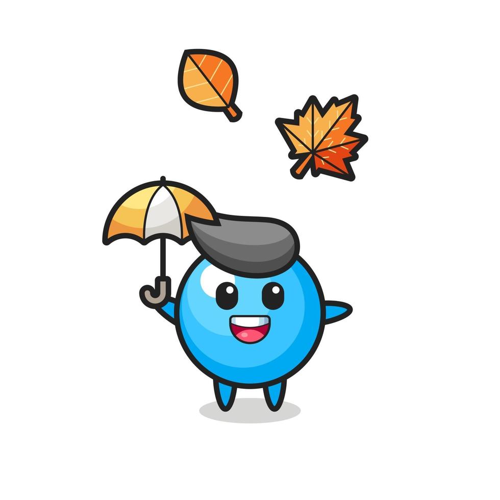 cartoon of the cute bubble gum holding an umbrella in autumn vector