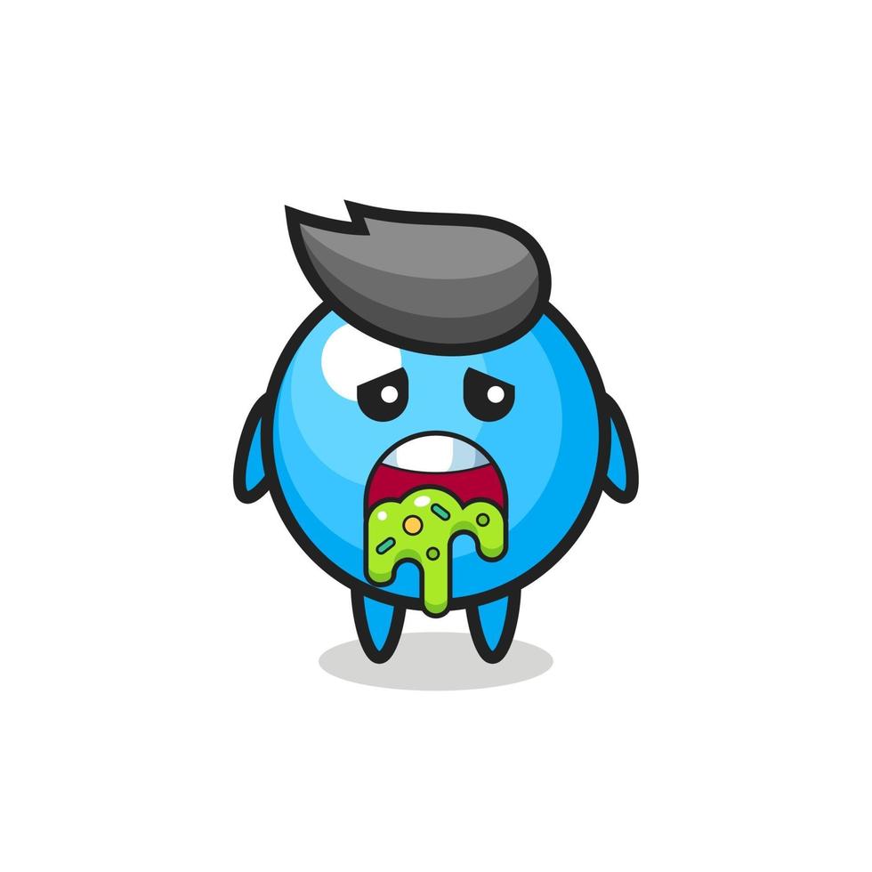 the cute bubble gum character with puke vector