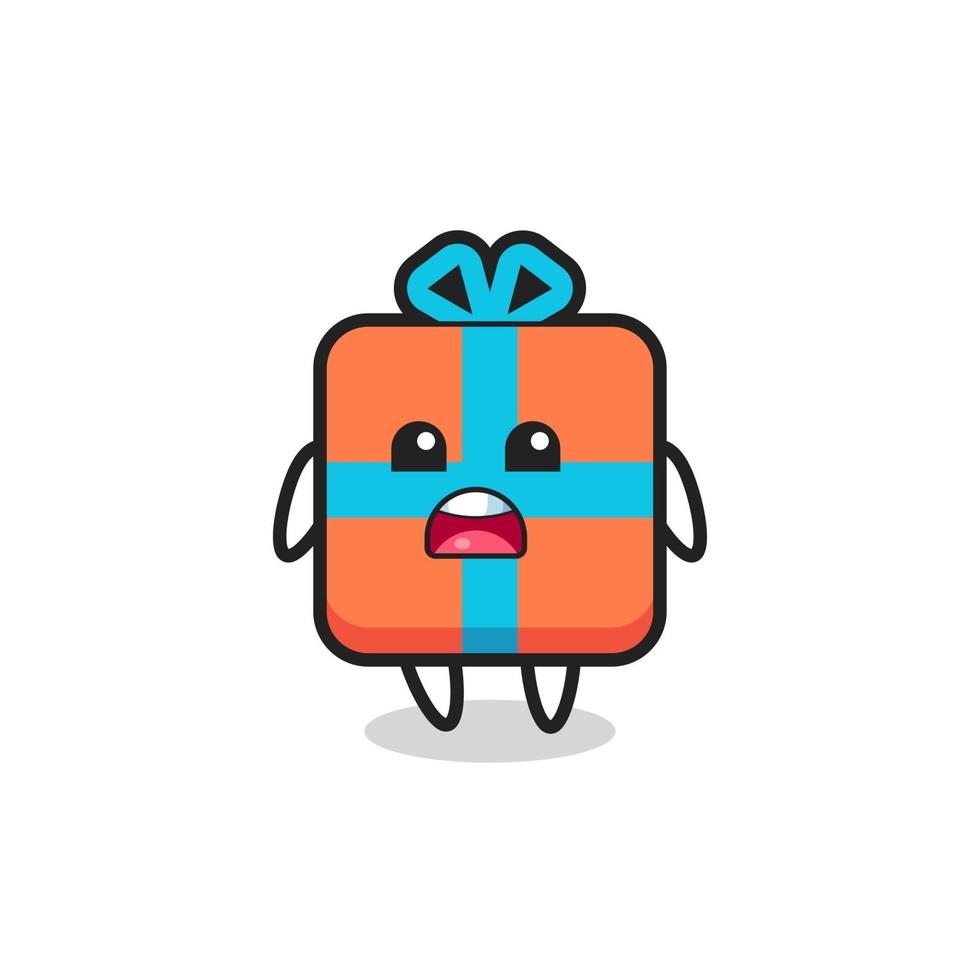 gift box illustration with apologizing expression, saying I am sorry vector