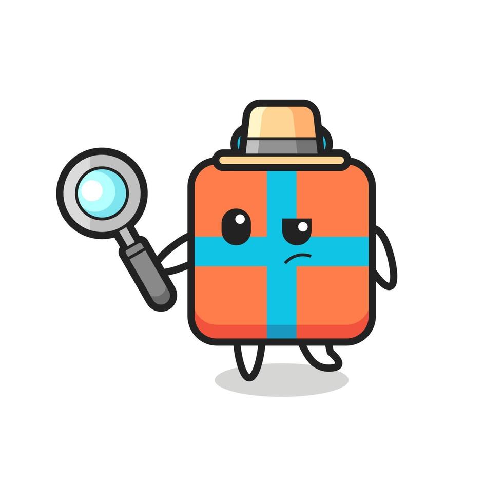 gift box detective character is analyzing a case vector