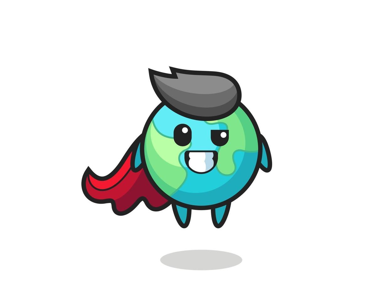 the cute earth character as a flying superhero vector