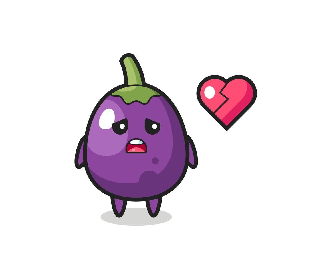 eggplant cartoon illustration is broken heart vector