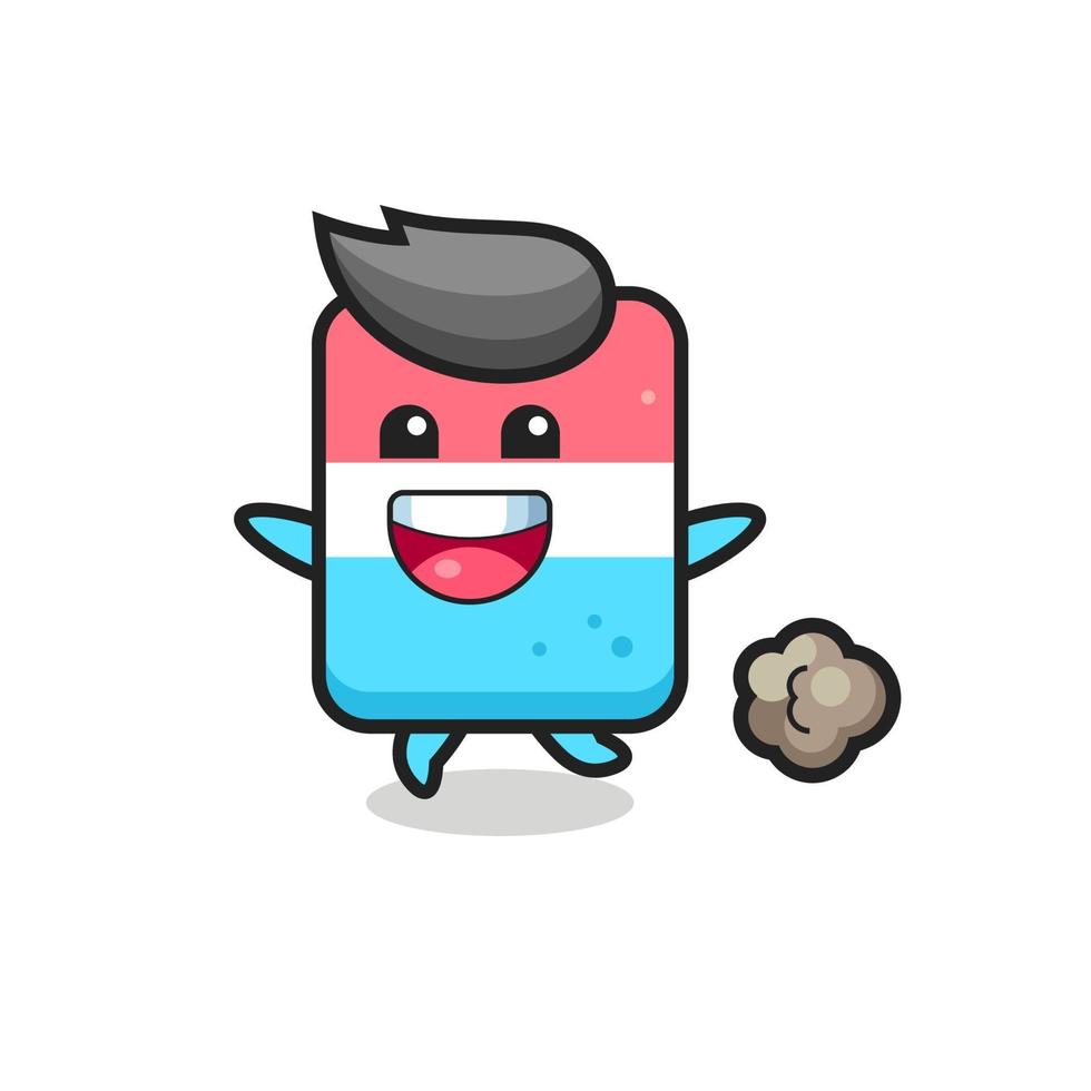 the happy eraser cartoon with running pose vector