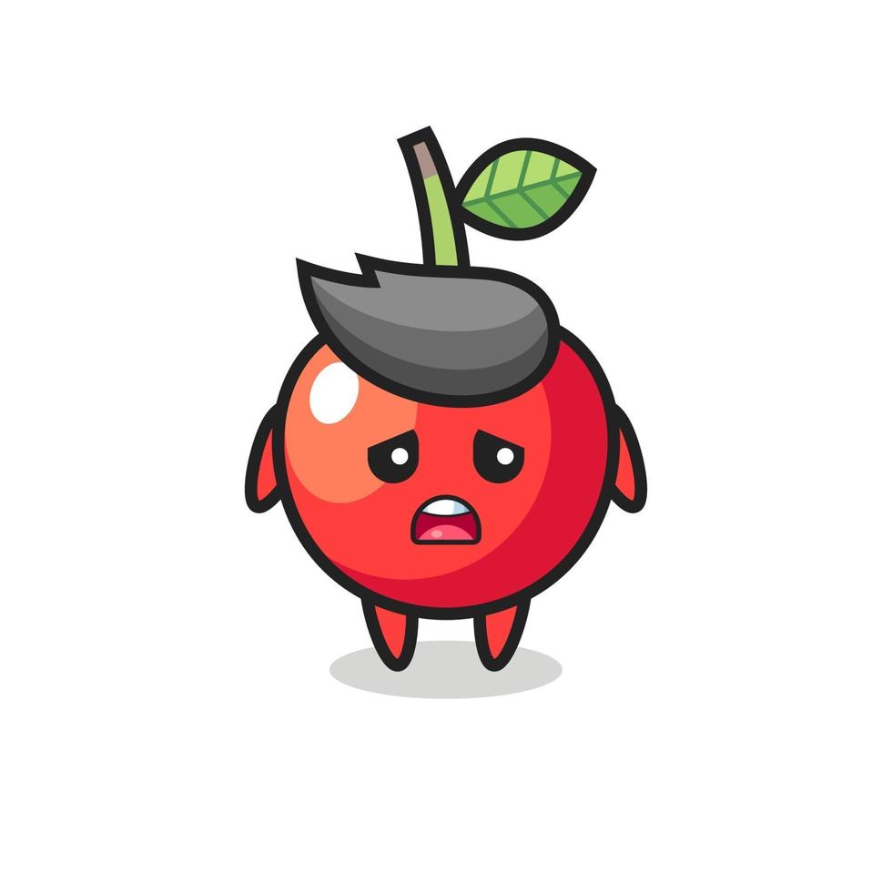 disappointed expression of the cherry cartoon vector