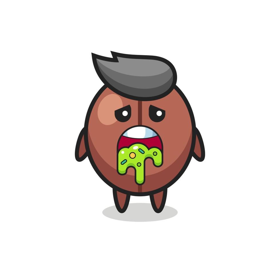 the cute coffee bean character with puke vector