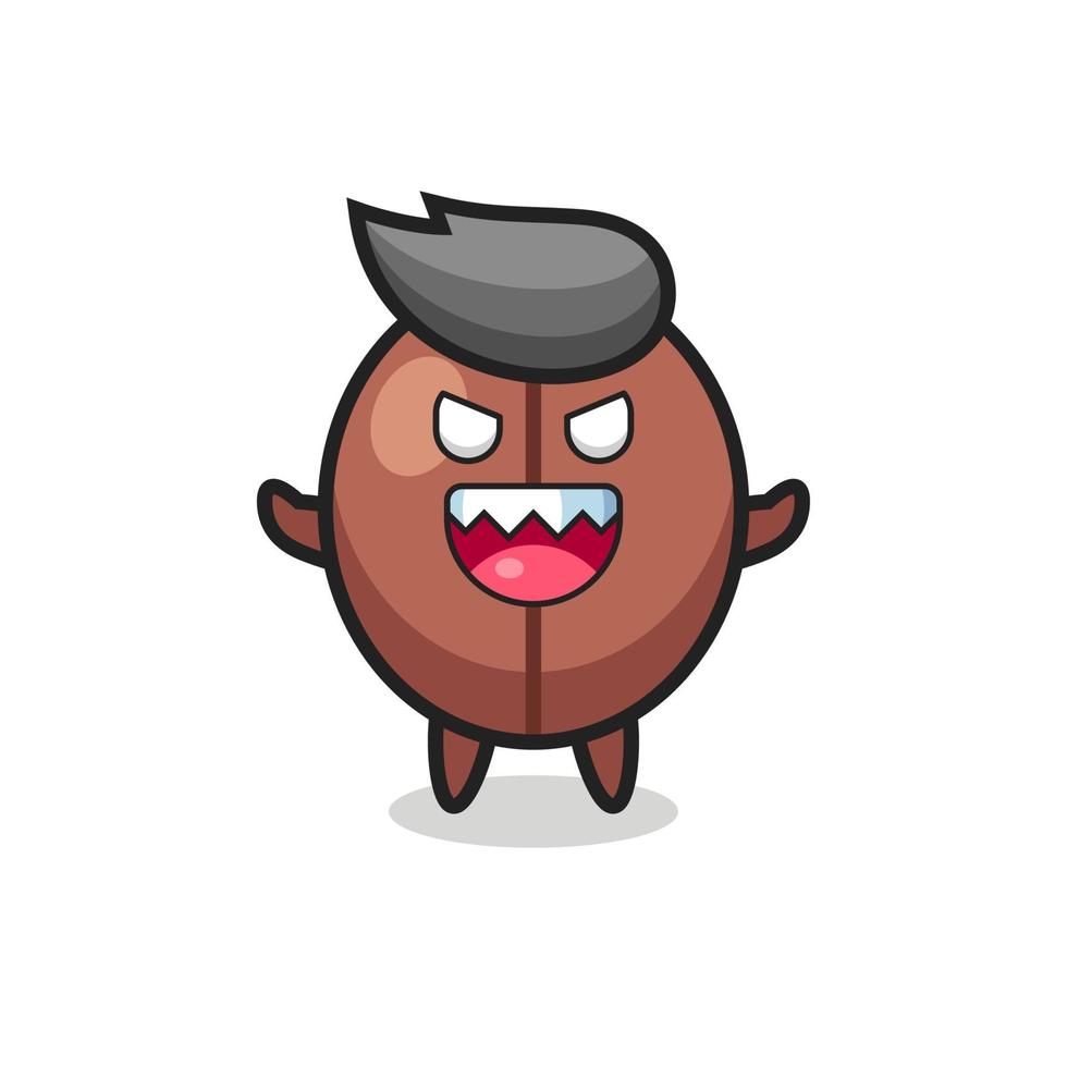 Ilustración del personaje malvado de la mascota del grano de café vector