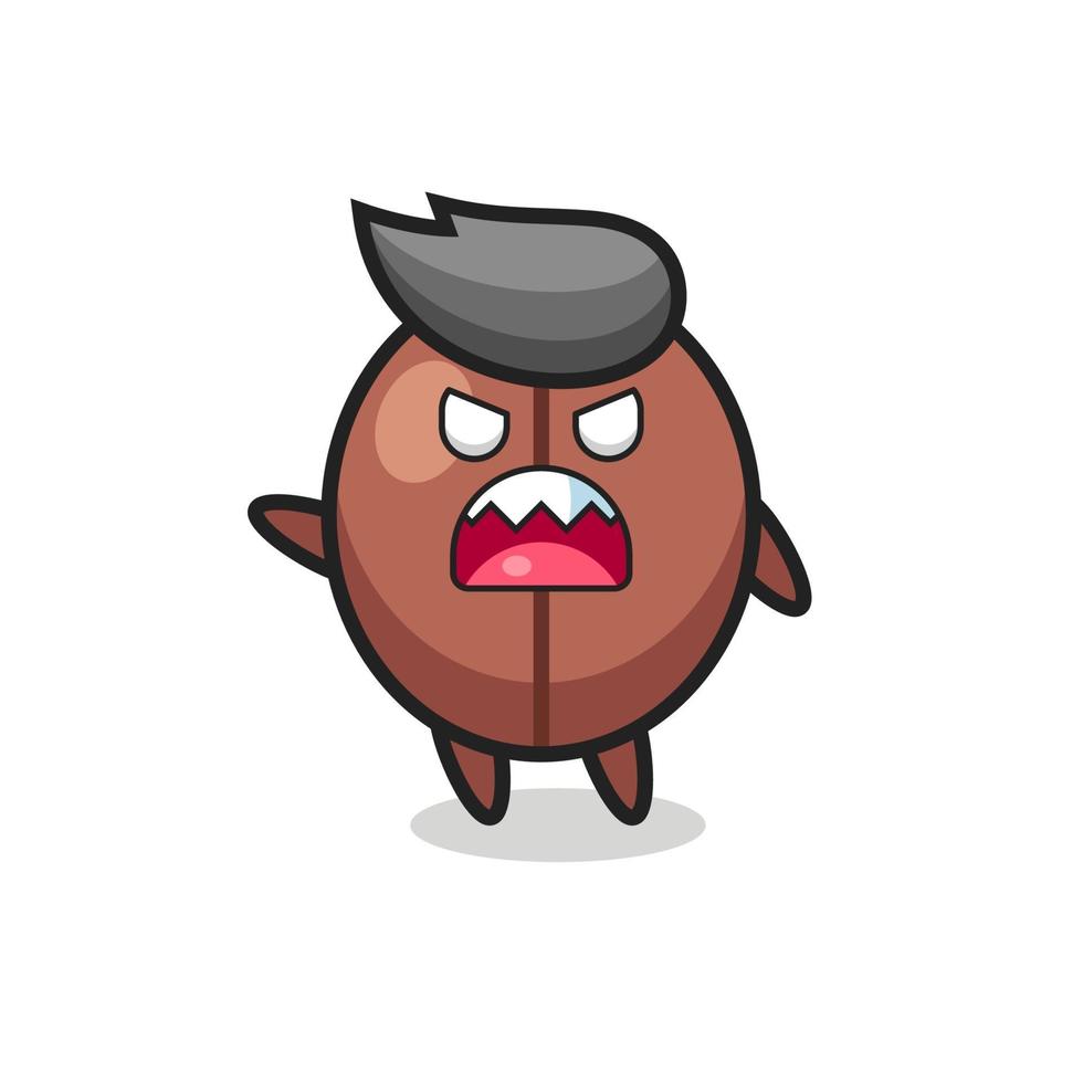 cute coffee bean cartoon in a very angry pose vector
