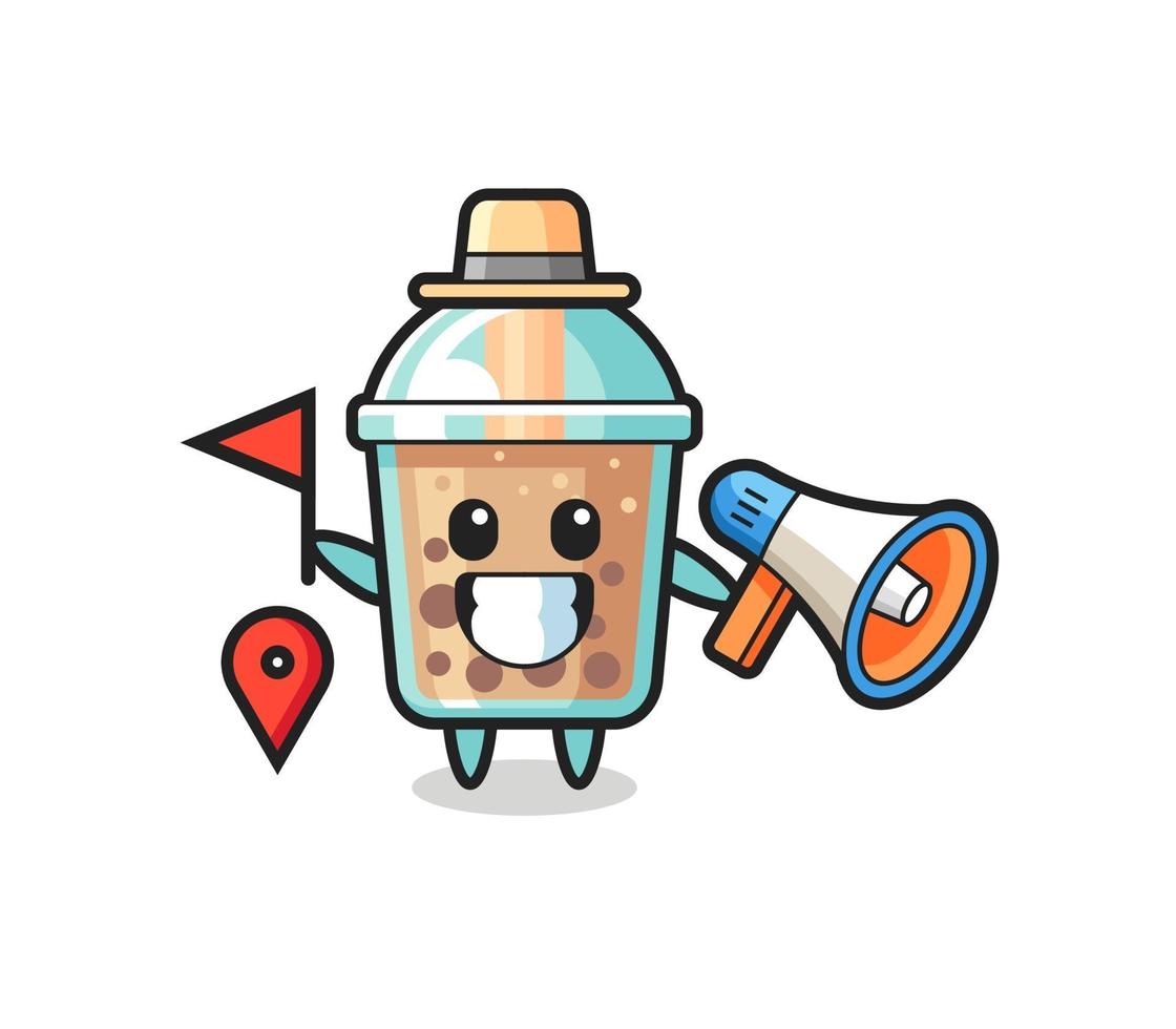 Character cartoon of bubble tea as a tour guide vector