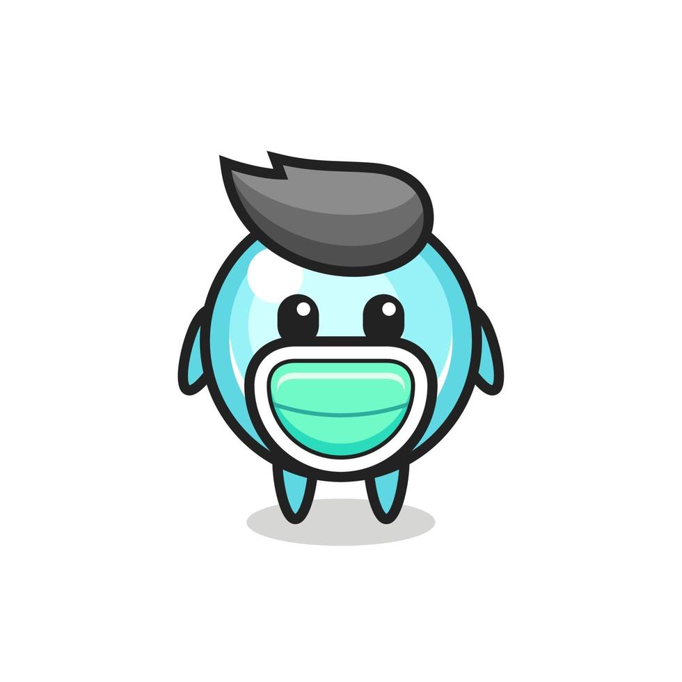 cute bubble cartoon wearing a mask vector