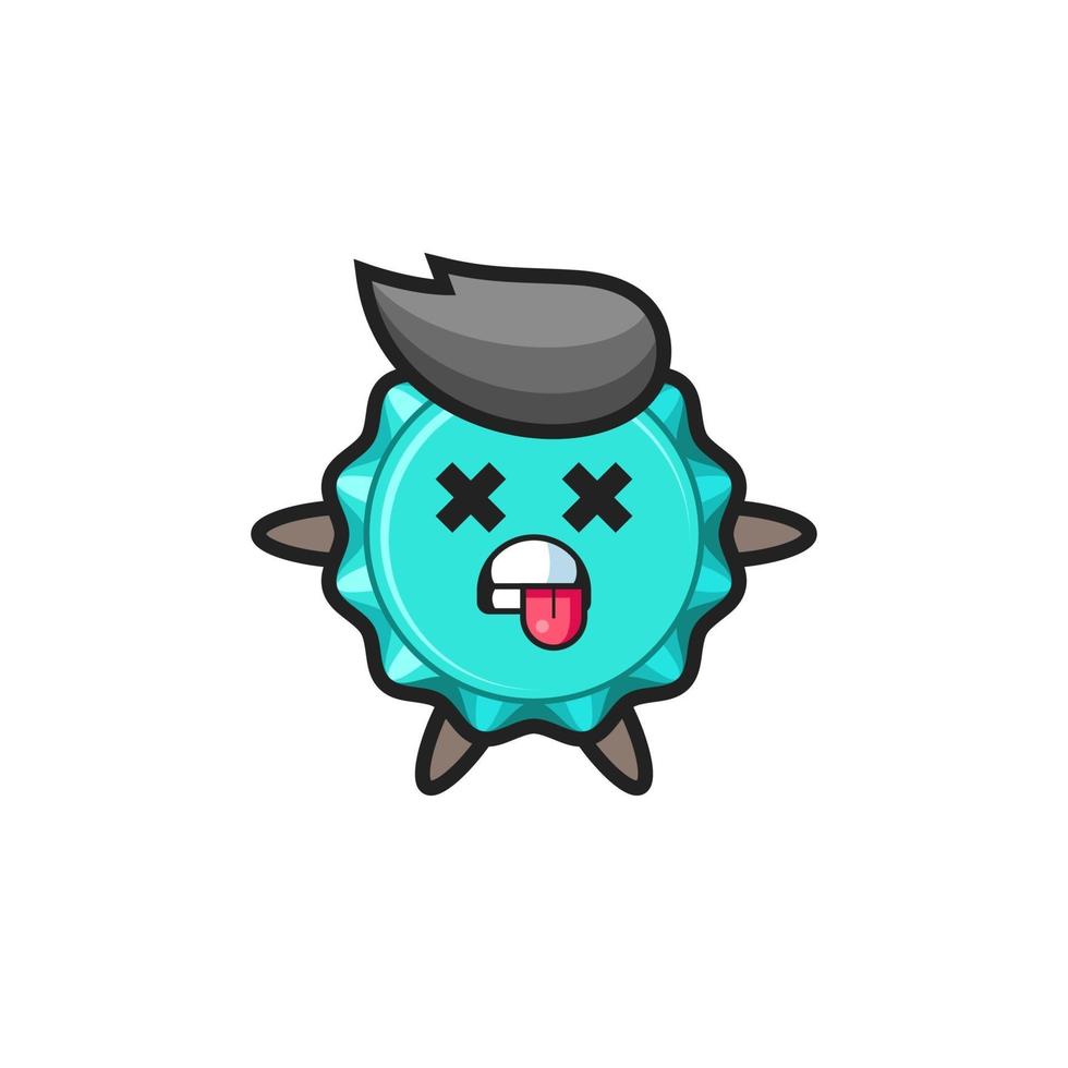 character of the cute bottle cap with dead pose vector