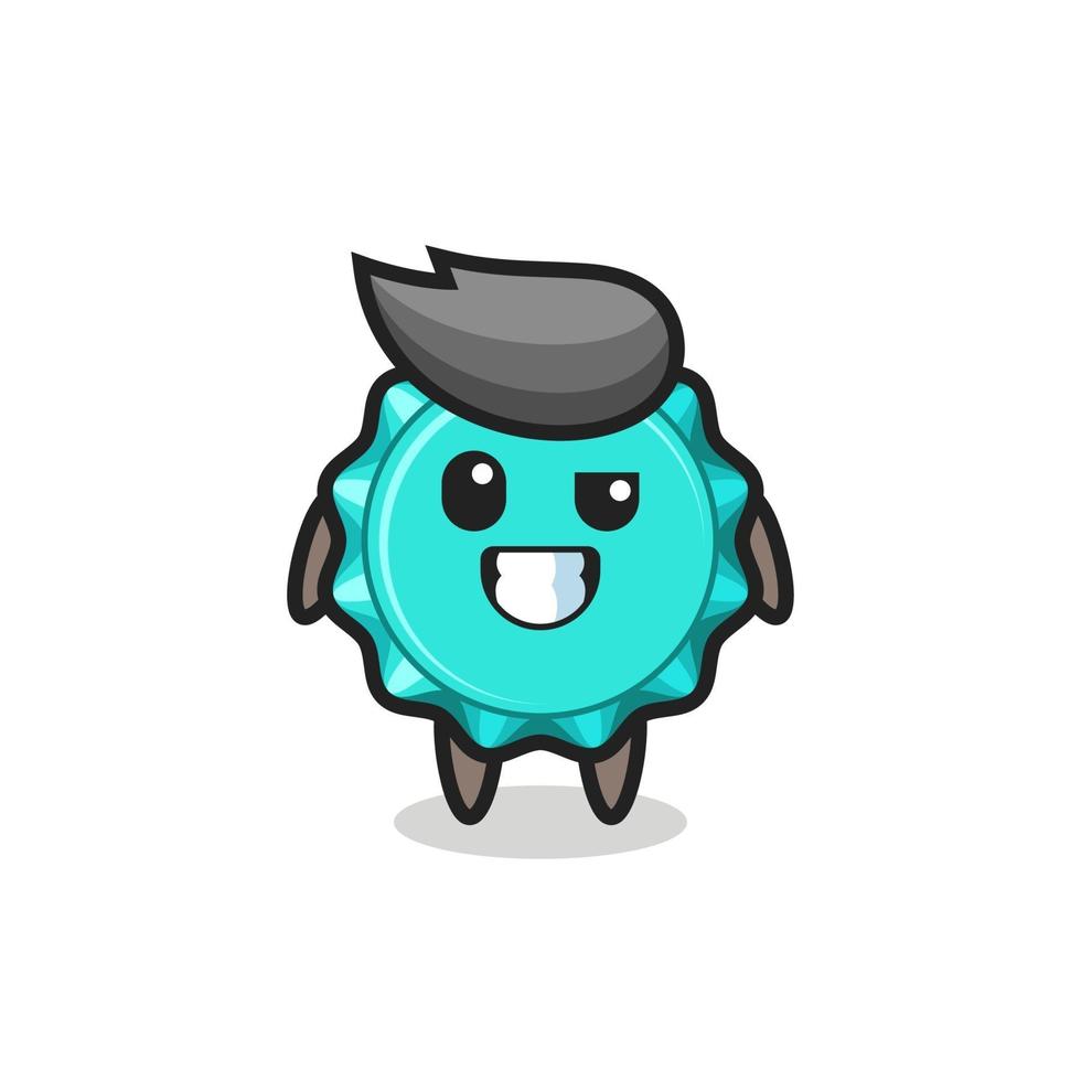 cute bottle cap mascot with an optimistic face vector