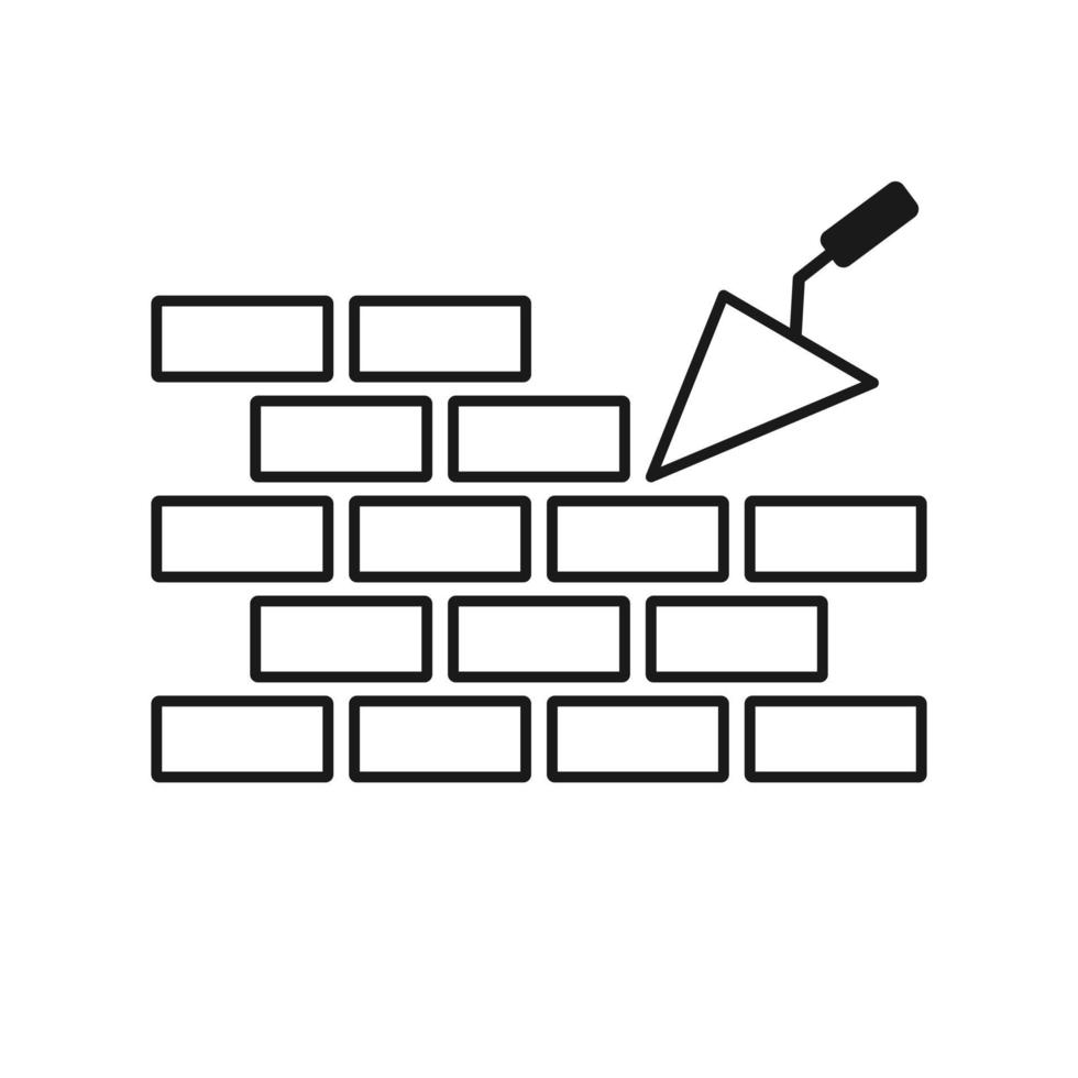 Icon of brick wall with trowel vector