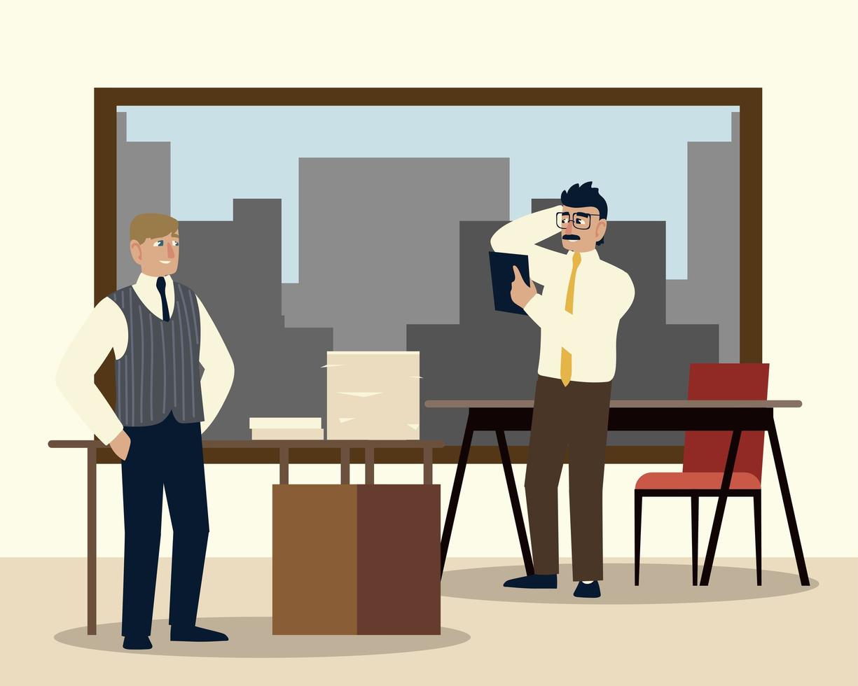 business people characters working in office vector