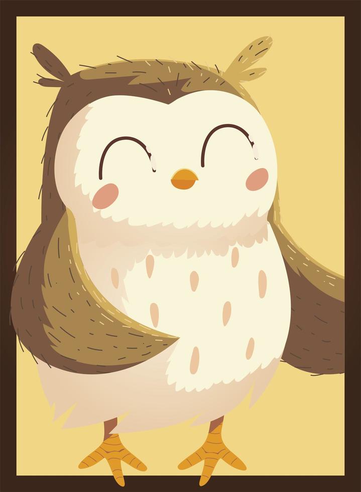 cute owl bird portrait wildlife cartoon animal vector